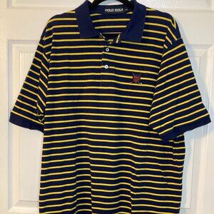 POLO GOLF Ralph Lauren Men's Short Sleeve Polo - Navy/Yellow Stripes - Size XXL